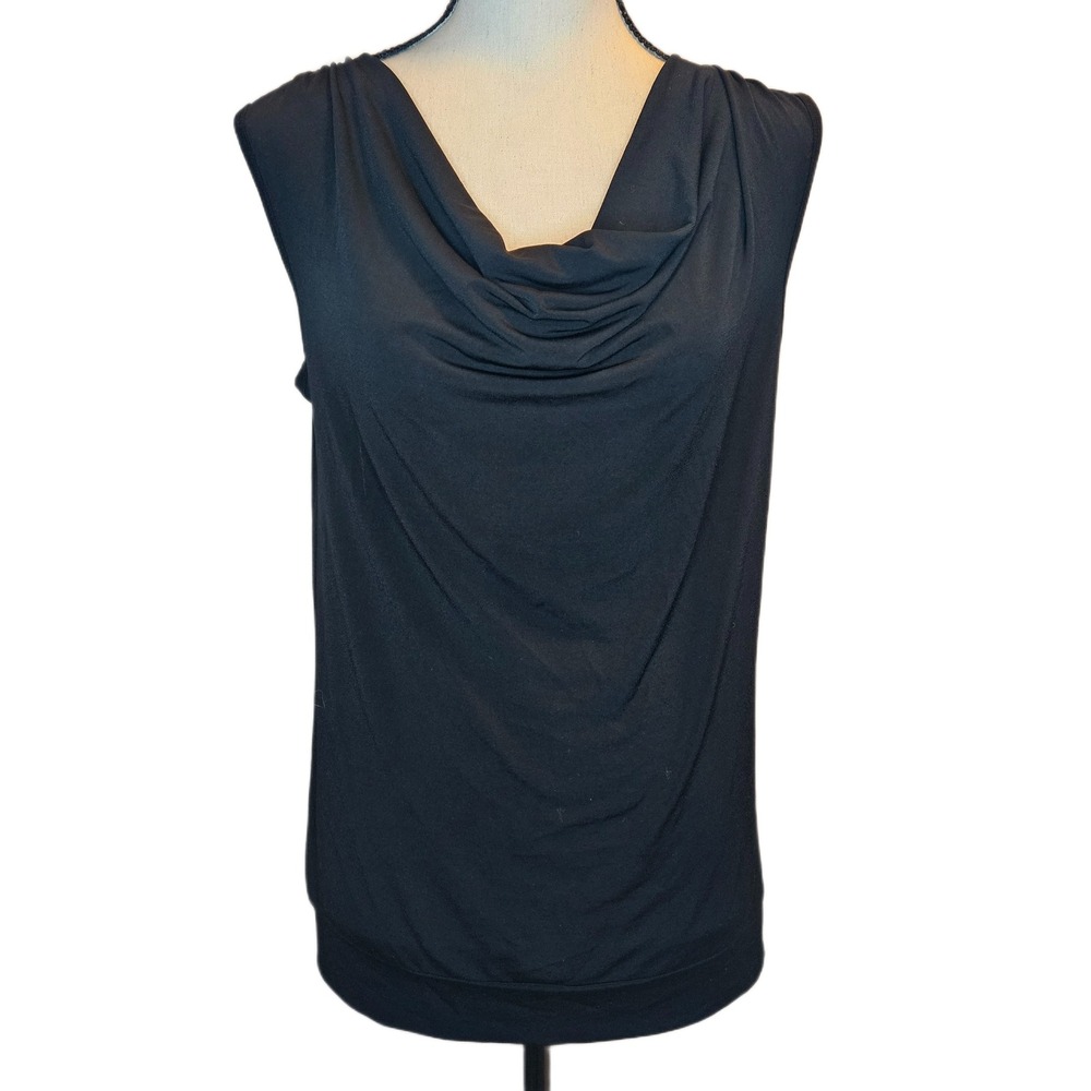 Grayson Medium Black Drape Neck‎ Sleeveless Top